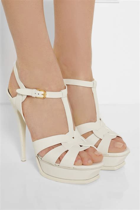 ysl tribute sandal white|Saint Laurent Tribute Leather Platform Sandals .